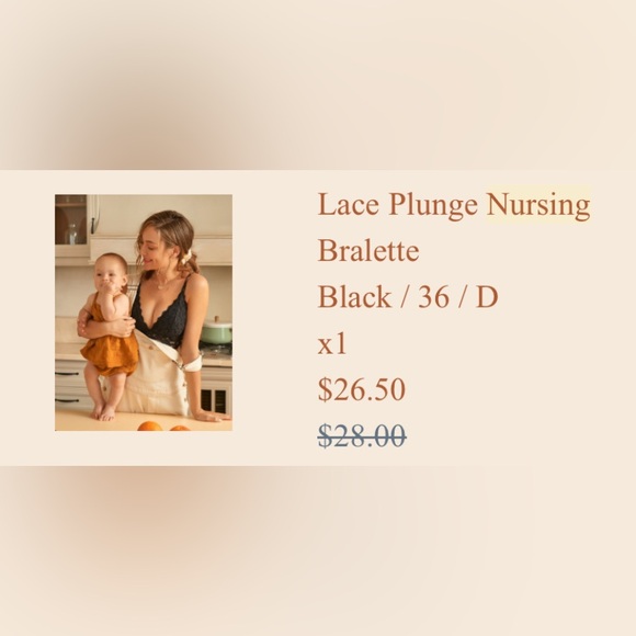 Momanda Black Lace Nursing Bralette, 36D - Picture 3 of 4